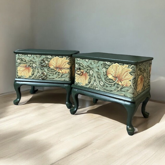 Image 1 of 2x Vintage Nightstands in Pimpernel by William Morris