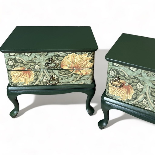 2x Vintage Nightstands in Pimpernel by William Morris