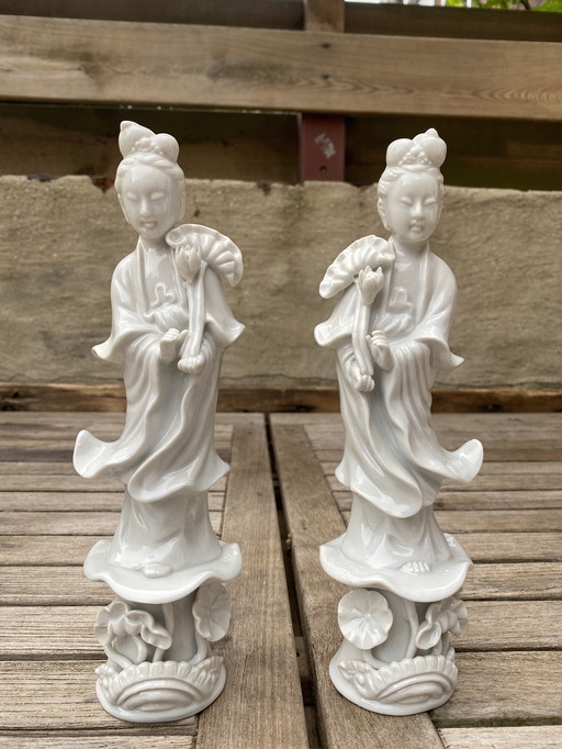 2x Japanese geisha porcelain