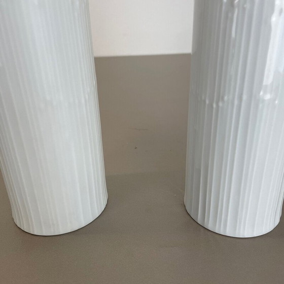 Image 1 of Pair of vintage Op Art porcelain vases by Tapio Wirkkala for Rosenthal, Germany 1980s