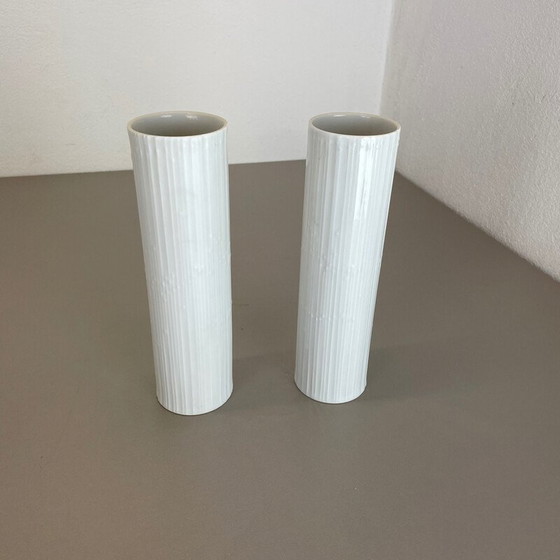 Image 1 of Pair of vintage Op Art porcelain vases by Tapio Wirkkala for Rosenthal, Germany 1980s
