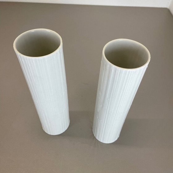 Image 1 of Pair of vintage Op Art porcelain vases by Tapio Wirkkala for Rosenthal, Germany 1980s