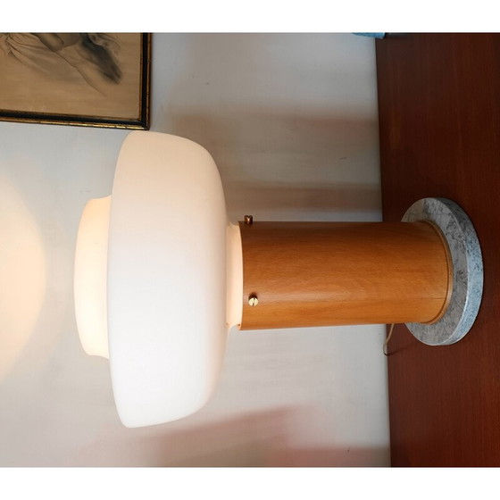 Image 1 of Vintage desk lamp in opaline glass and wood, 1970