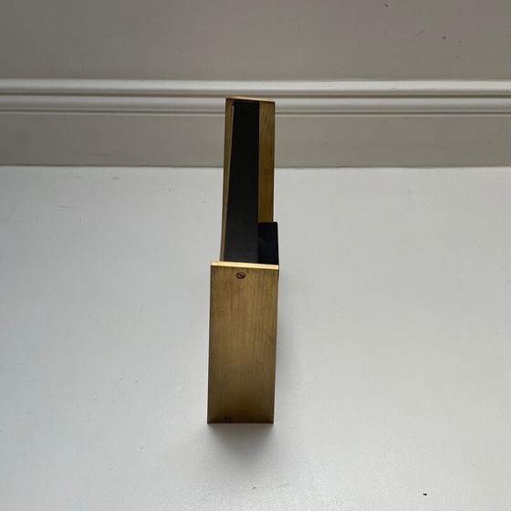 Image 1 of Vintage Hollywood Regency brass and glass table clock by Kienzle, Germany 1960s