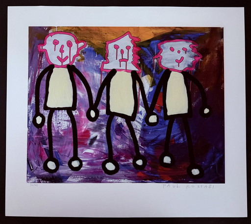 Paul Indrek Kostabi: "We Are Family, 2013." Hand-signed, No. 34/75. In Excellent Condition.