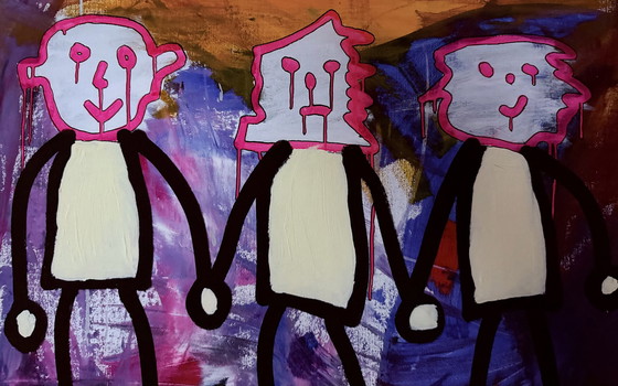 Image 1 of Paul Indrek Kostabi: "We Are Family", 2013. Firmato a mano, n. 34/75. In ottime condizioni.