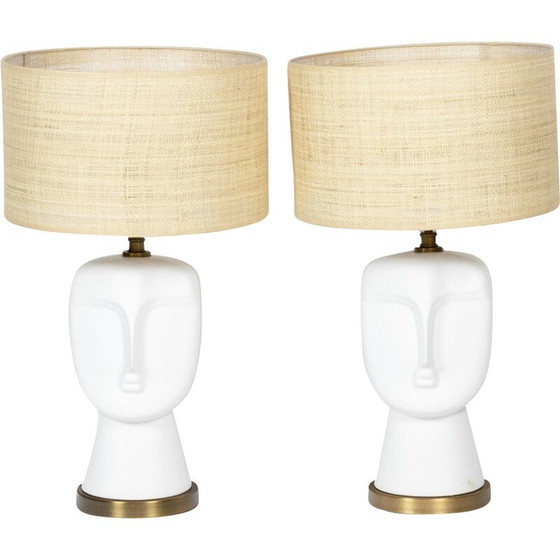 Image 1 of Coppia di lampade vintage in opalino bianco opaco