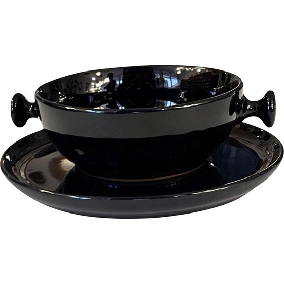 Image 1 of Vintage black glazed stoneware tea service by Luigi Colani for Porzellanfabrik, 1973