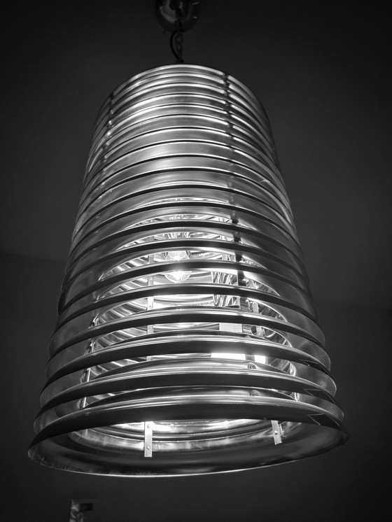 Image 1 of 2x Chrome Pendant Lamps Saturno Style