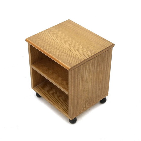 Image 1 of Coppia di comodini vintage in legno con rotelle, Italia 1970