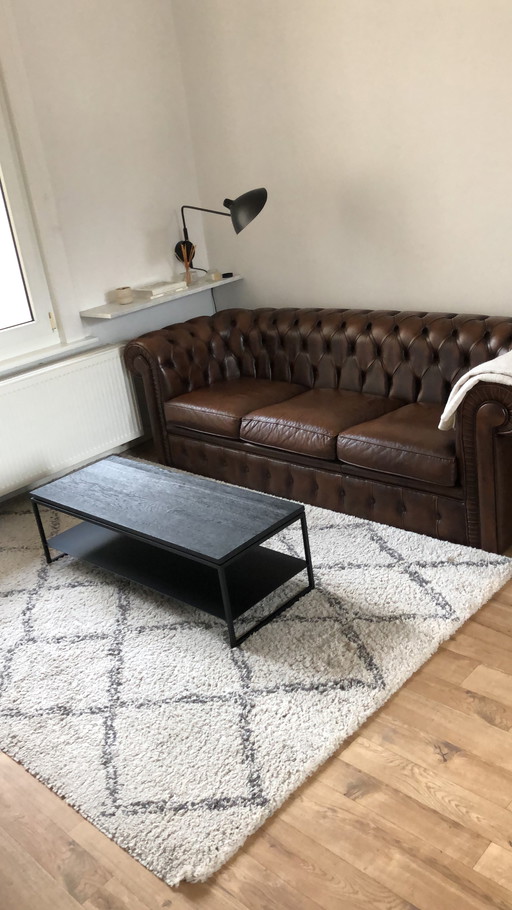 Chesterfield style sofa - brown leather