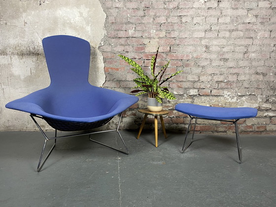 Image 1 of Knoll International Bird Chair avec tabouret de pied de Harry Bertoia