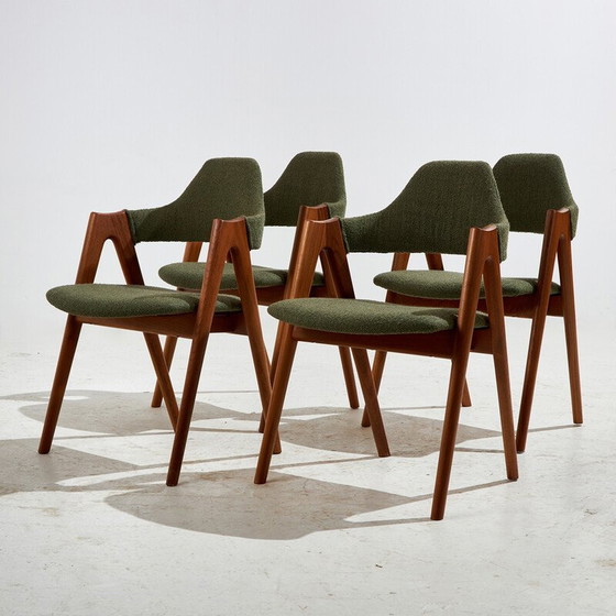 Image 1 of Set of 4 vintage "Compass" teak dining chairs by Kai Kristiansen for SVA Møbler, 1960