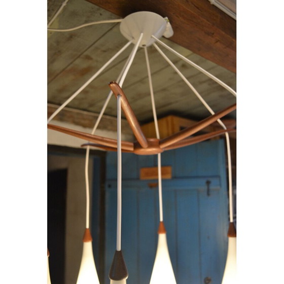 Image 1 of Vintage octopus chandelier by Uno and Östen Kristiansson for Luxus, Sweden 1950