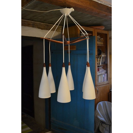 Image 1 of Vintage octopus chandelier by Uno and Östen Kristiansson for Luxus, Sweden 1950