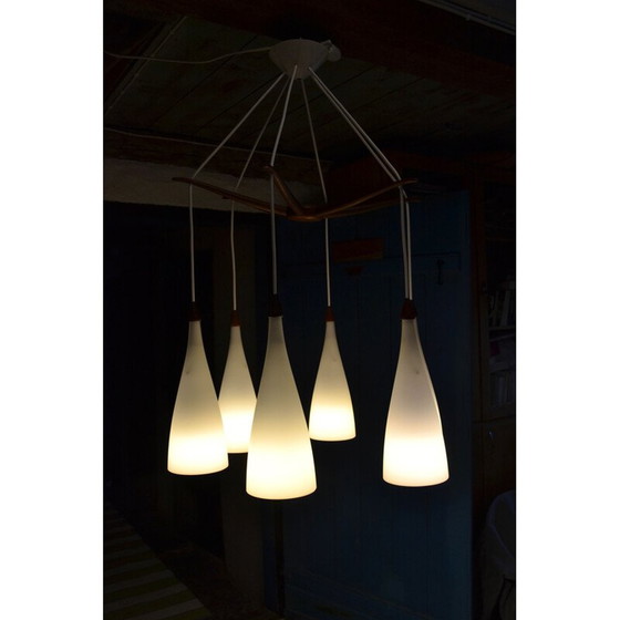 Image 1 of Vintage octopus chandelier by Uno and Östen Kristiansson for Luxus, Sweden 1950