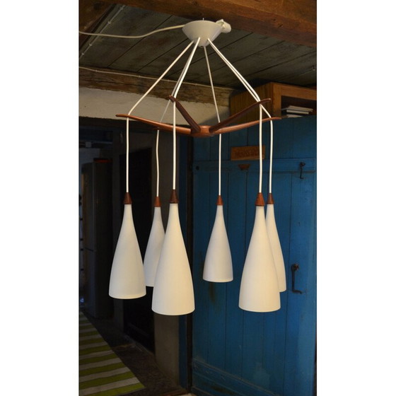 Image 1 of Vintage octopus chandelier by Uno and Östen Kristiansson for Luxus, Sweden 1950