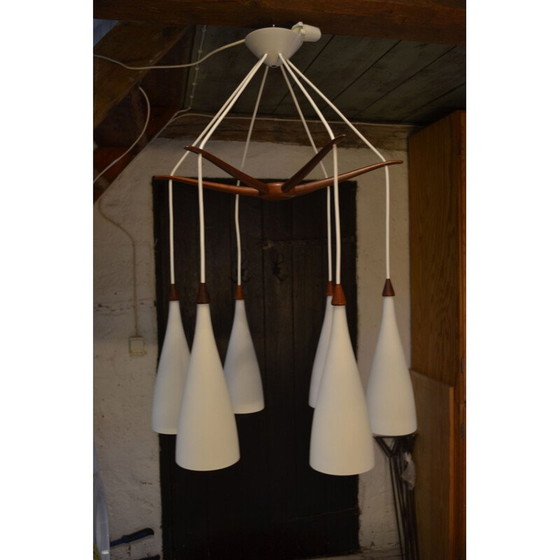 Image 1 of Vintage octopus chandelier by Uno and Östen Kristiansson for Luxus, Sweden 1950