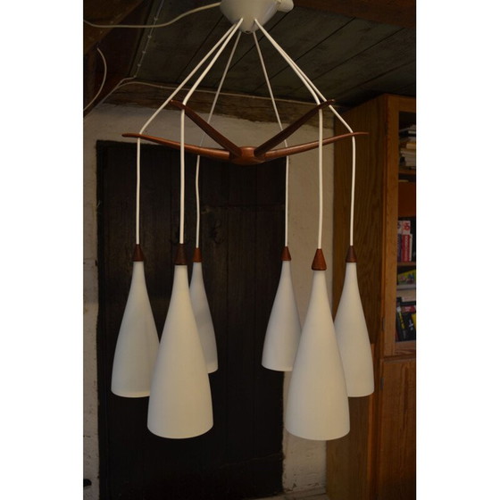 Image 1 of Vintage octopus chandelier by Uno and Östen Kristiansson for Luxus, Sweden 1950