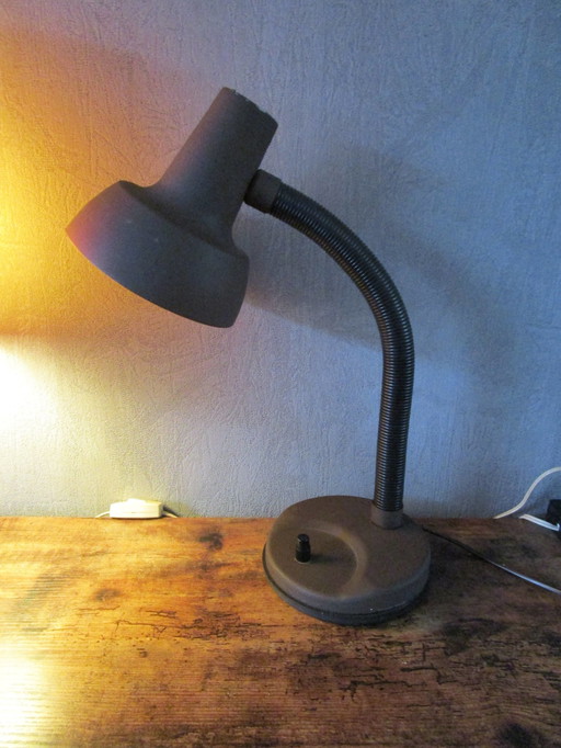 Large Vintage Herda Desk Lamp, Brown, Dutch Design Table Lamp, Retro, Space Age