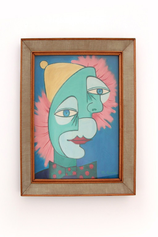 Picasso Style Painting Whit The Two Faces By Michel Guérin  