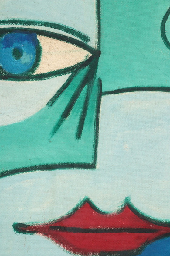 Image 1 of Picasso Style Painting Whit The Two Faces By Michel Guérin  