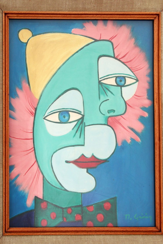 Image 1 of Picasso Style Painting Whit The Two Faces By Michel Guérin  