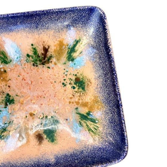 Image 1 of Vintage enameled copper bowl plate, Germany 1960