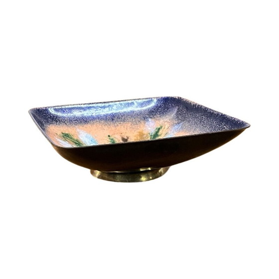 Image 1 of Vintage enameled copper bowl plate, Germany 1960