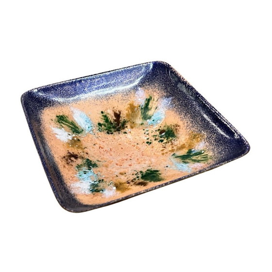 Image 1 of Vintage enameled copper bowl plate, Germany 1960