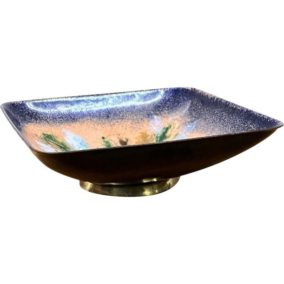 Image 1 of Vintage enameled copper bowl plate, Germany 1960
