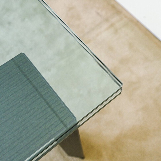 Image 1 of Vintage extendable table in clear glass, wood and iron for Desalto, 2000