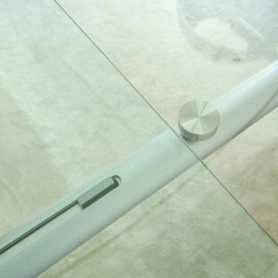 Image 1 of Vintage extendable table in clear glass, wood and iron for Desalto, 2000