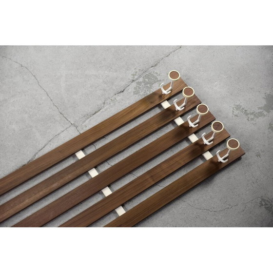 Image 1 of Vintage Scandinavian teak wall coat rack, Denmark 1950s