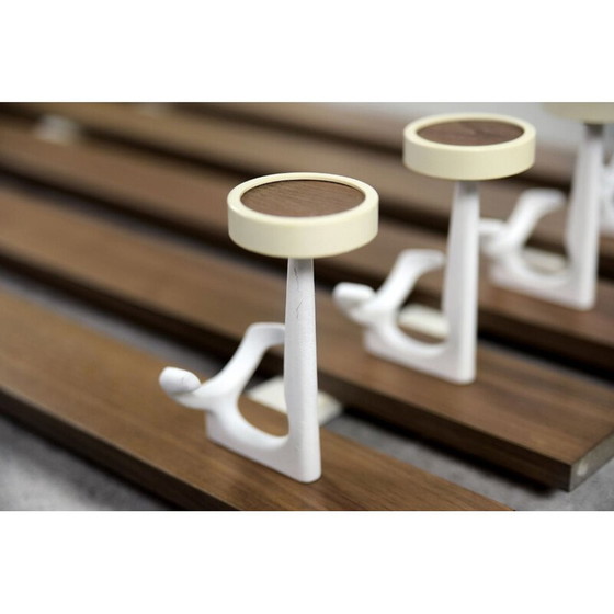 Image 1 of Vintage Scandinavian teak wall coat rack, Denmark 1950s