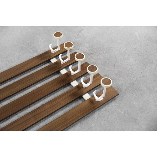 Vintage Scandinavian teak wall coat rack, Denmark 1950s