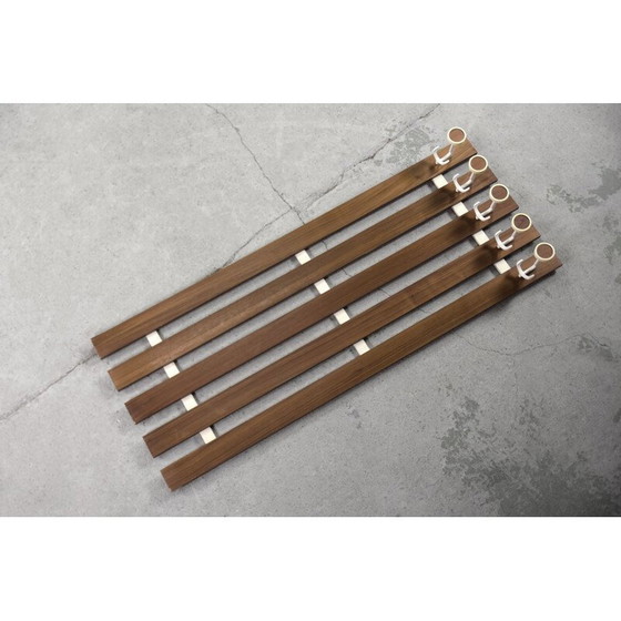 Image 1 of Vintage Scandinavian teak wall coat rack, Denmark 1950s