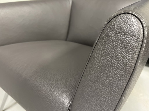 Fauteuil Leolux Marabis cuir gris bleu