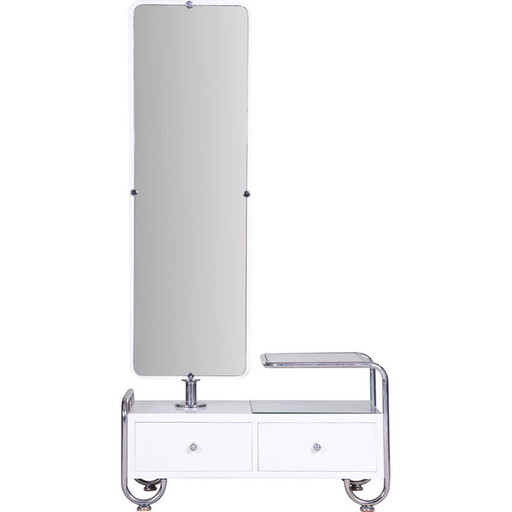 Specchio da toeletta vintage Bauhaus bianco di Petr Vichr, 1930