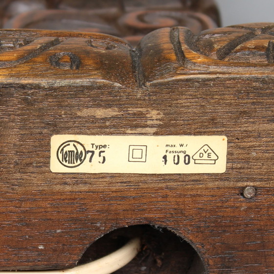 Image 1 of Temde Leuchten - type 75 - mahogany lamp base, hand-carved in Honduras in the style of a Mayan totem pole- 1960s