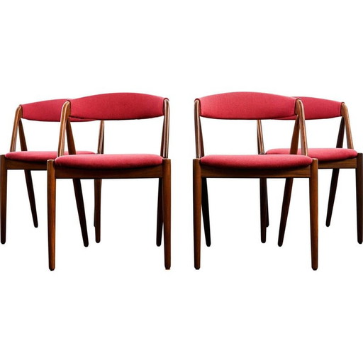 Vintage chair model 31 in teak wood and red fabric by Kai Kristiansen