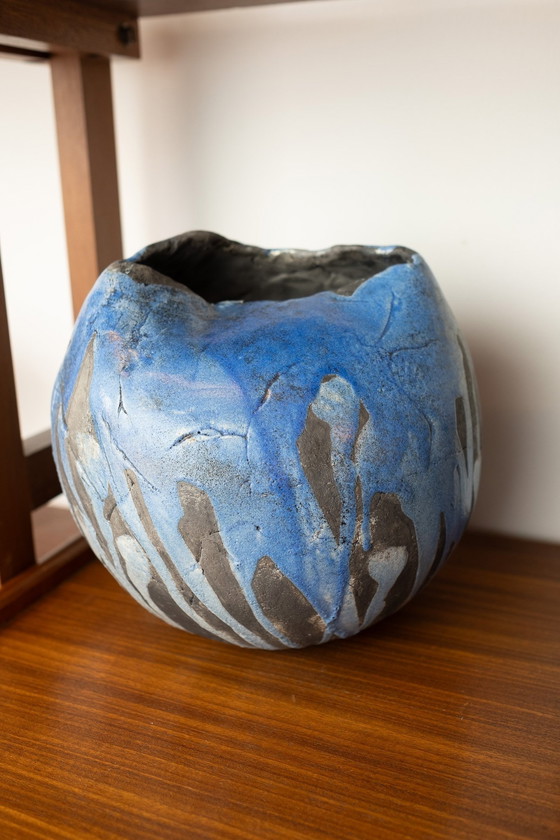 Image 1 of Set di 2 vasi in ceramica blu vintage