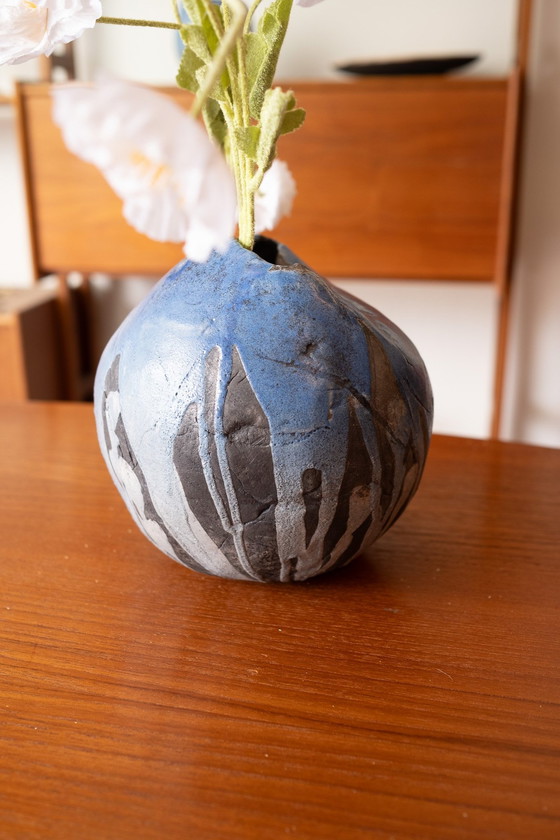 Image 1 of Set di 2 vasi in ceramica blu vintage