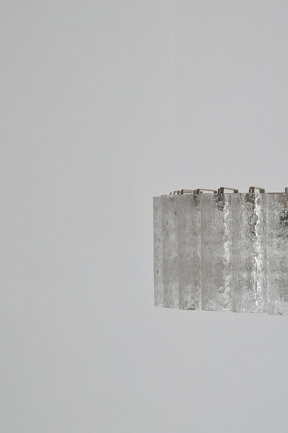 Image 1 of Mid-century Doria Leuchten chandelier in glass and chrome