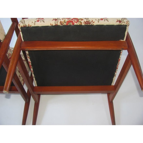 Image 1 of Pair of vintage armchairs in flower pattern for Ton, Czechoslovakia 1960