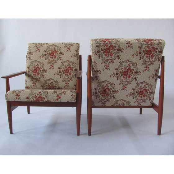 Image 1 of Pair of vintage armchairs in flower pattern for Ton, Czechoslovakia 1960