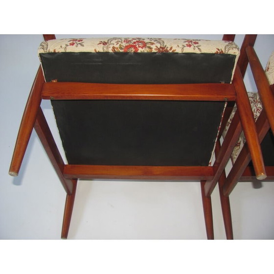 Image 1 of Pair of vintage armchairs in flower pattern for Ton, Czechoslovakia 1960
