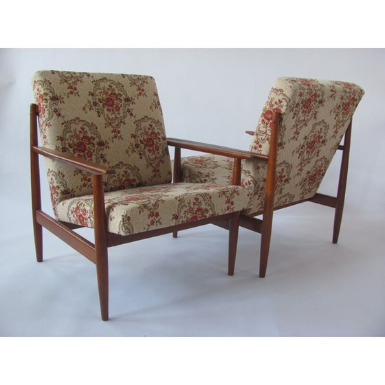 Image 1 of Pair of vintage armchairs in flower pattern for Ton, Czechoslovakia 1960
