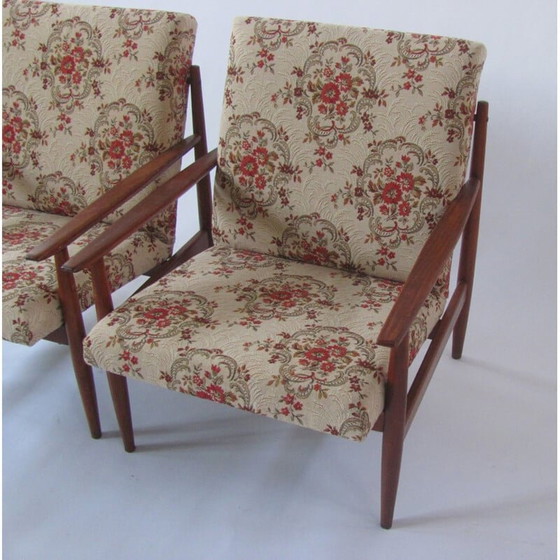 Image 1 of Pair of vintage armchairs in flower pattern for Ton, Czechoslovakia 1960