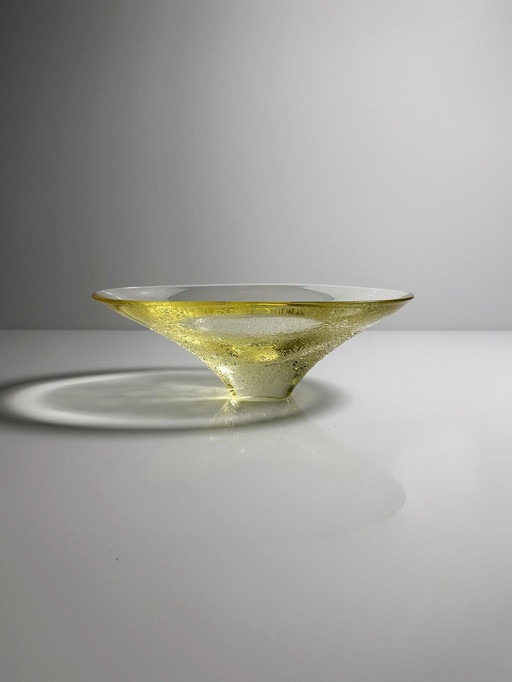 Vintage Yellow Citrine Glass Key Bowl Bowl Glass Bohemia Miroslav Klinger Zbs Zelezny Brod Sklo Cz 60Er 50Er